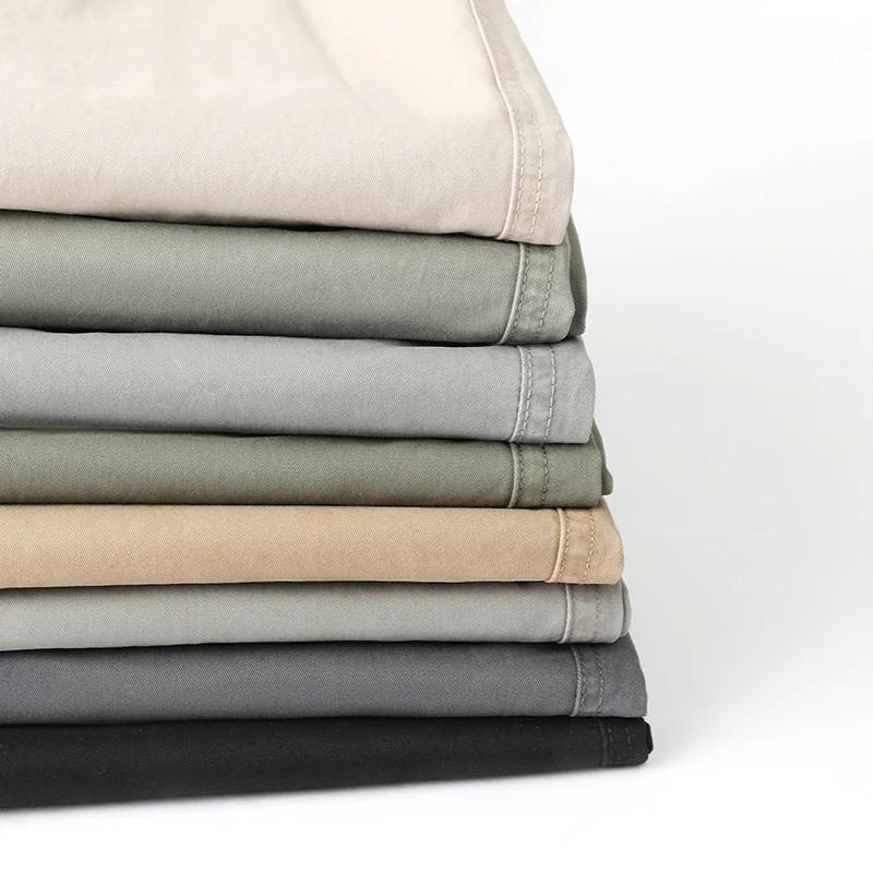 Pantalon décontracté pour homme en coton respirant, couleur unie gris kaki, idéal pour le printemps