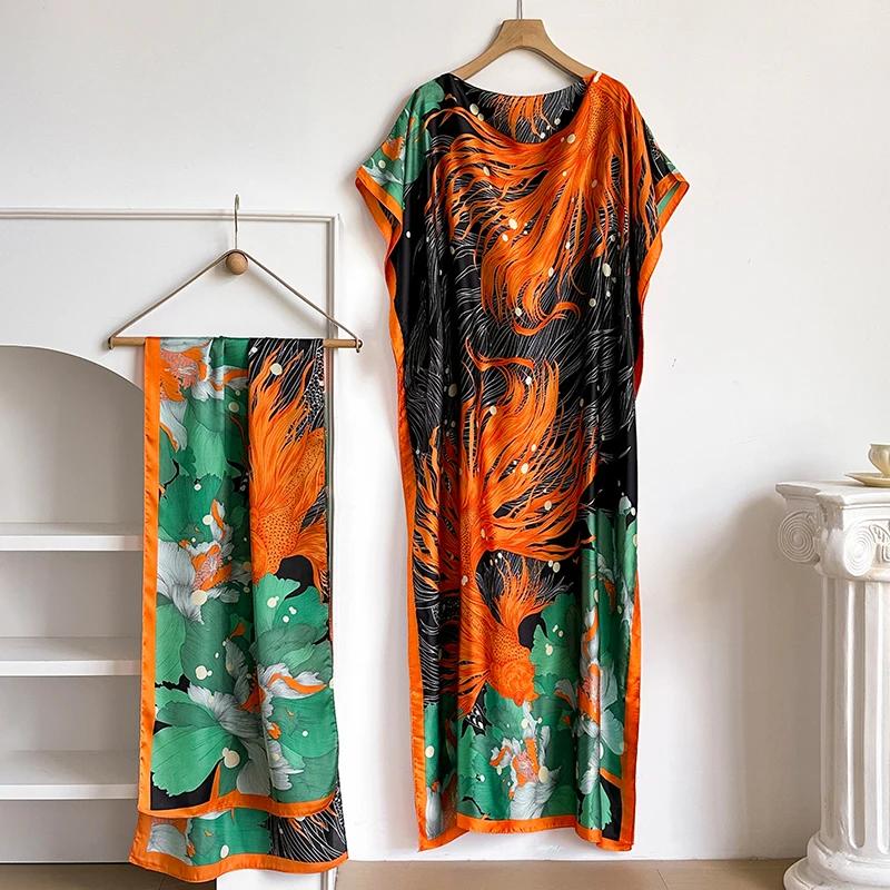 Nouvelle mode Robe d'été avec grande écharpe dubaï turquie caftan musulman ample Abaya femmes africa