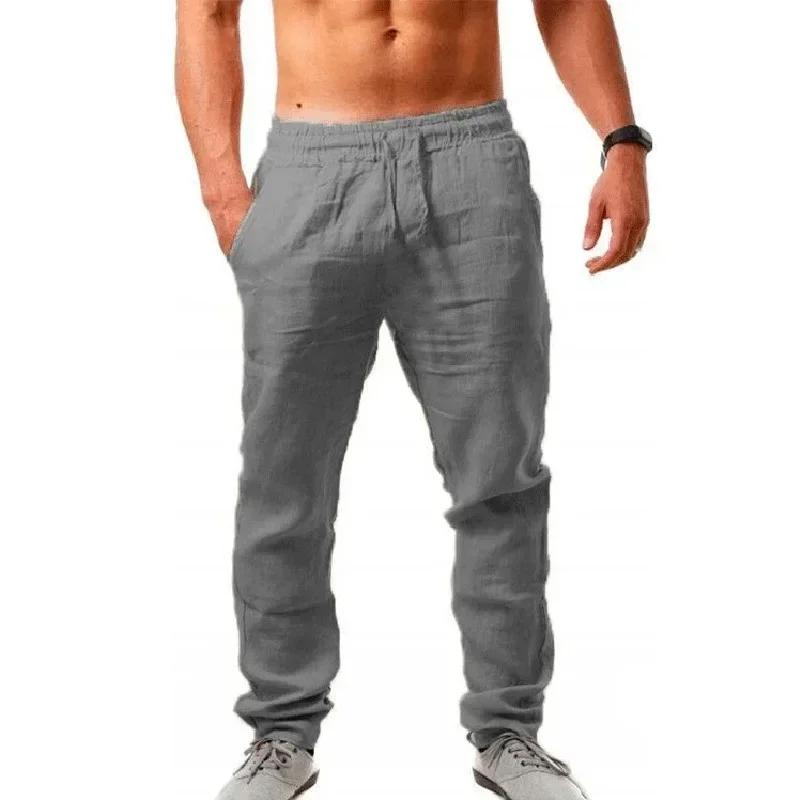Pantalons de sport nouveau printemps/été marque de mode hommes hip-hop respirant coton lin couleur u