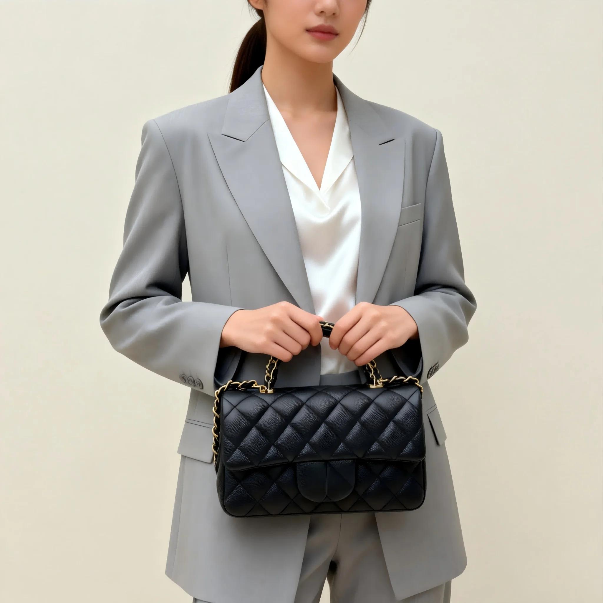 Sac à bandoulière en cuir véritable, un élégant sac à bandoulière matelassé en cuir véritable avec u