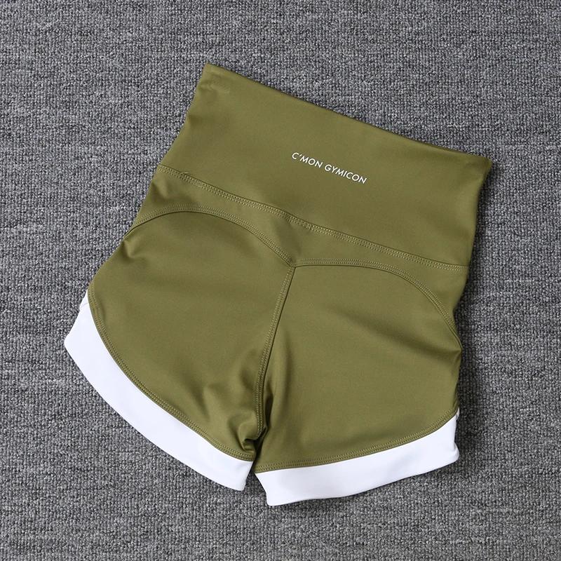 Short de sport taille haute pour les abonnés aux documents, pantalon de yoga serré, élastique, pêche