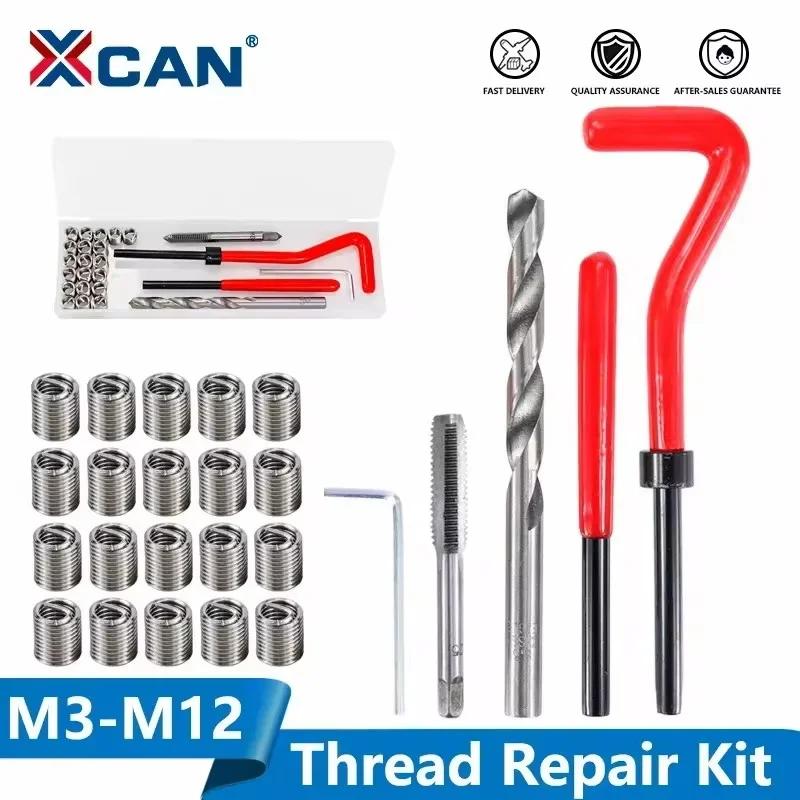 XCAN outil de réparation de filetage 25 pièces M3/M4/M5/M6/M7/M8/M10/M12/14 pour la restauration de