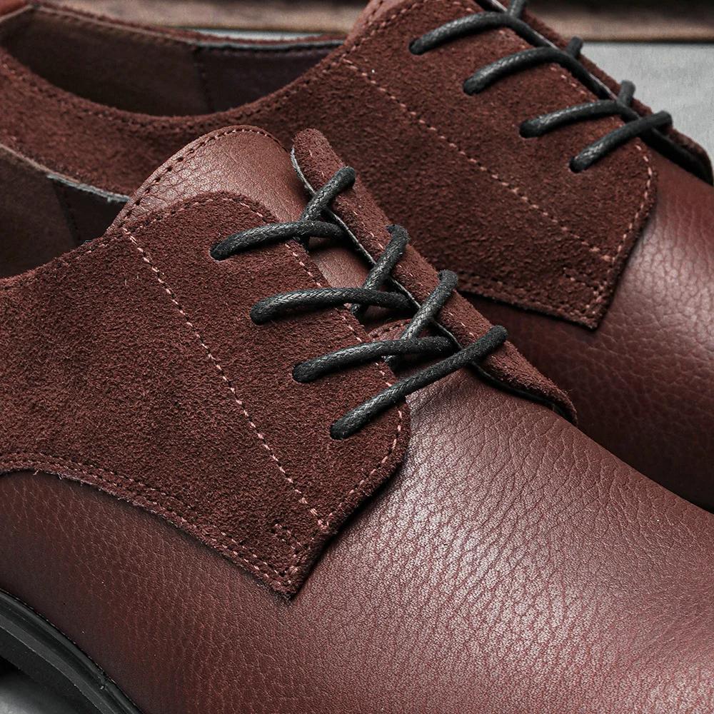 Chaussures Derby en cuir véritable pour hommes, chaussures décontractées à semelle épaisse pour homm