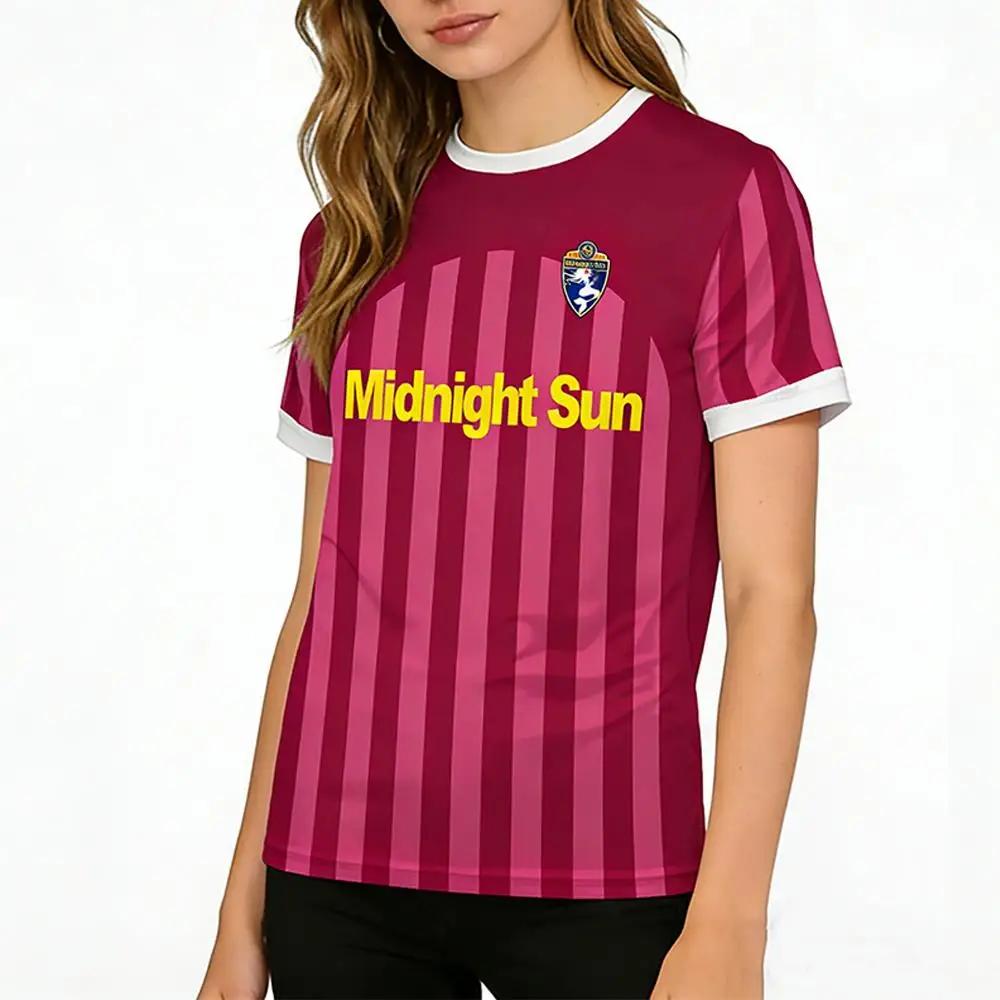Zara Larsson Midnight Sun Pink Football Jersey Street T-shirt unisexe imprimé tendance à col rond, t