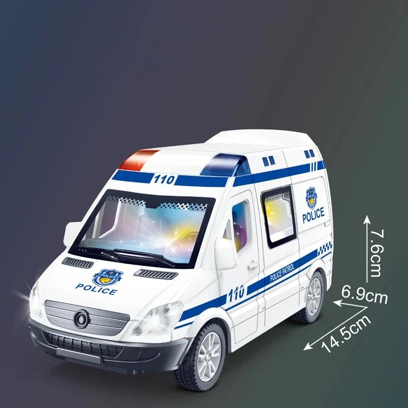 1:32 Mini voiture Diecast Ambulance camion de pompier modèle de voiture de police son et lumière véh