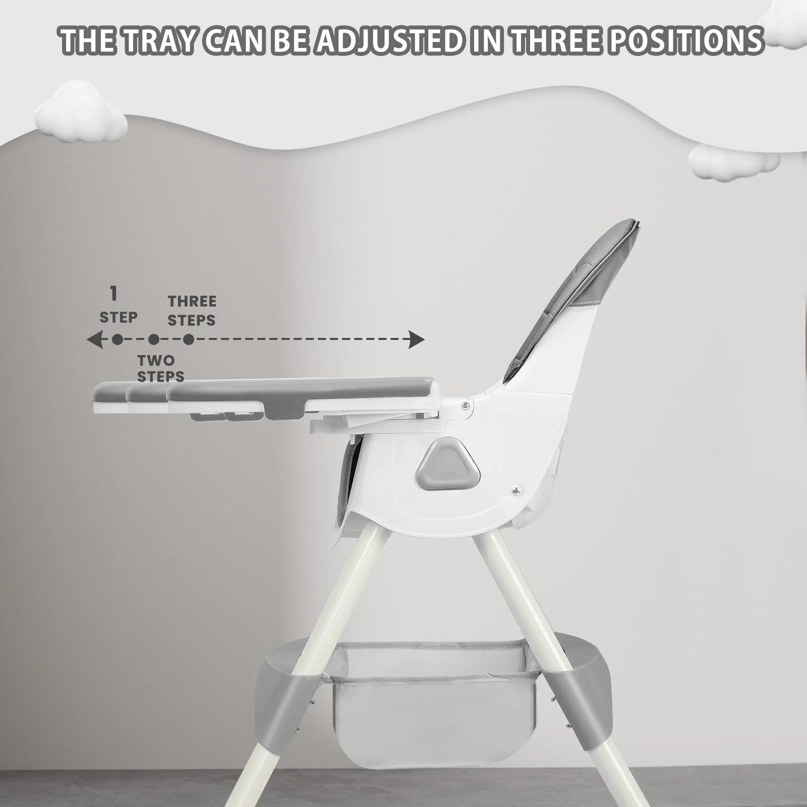 Chaise haute pliable pour bébé de 6 mois plus, avec grand coussin antidérapant et support à jouets,