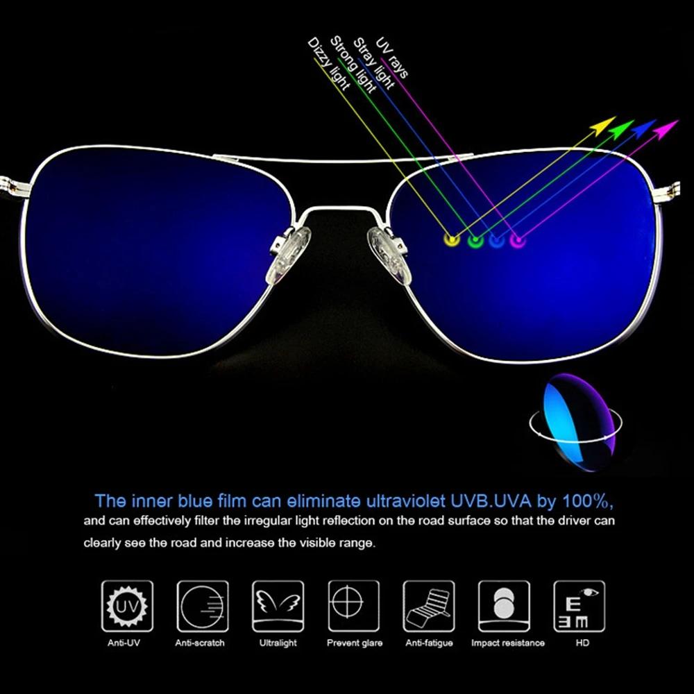 AO-Lunettes de soleil de marque de luxe pour hommes, lunettes de soleil pilote d'aviation militaire