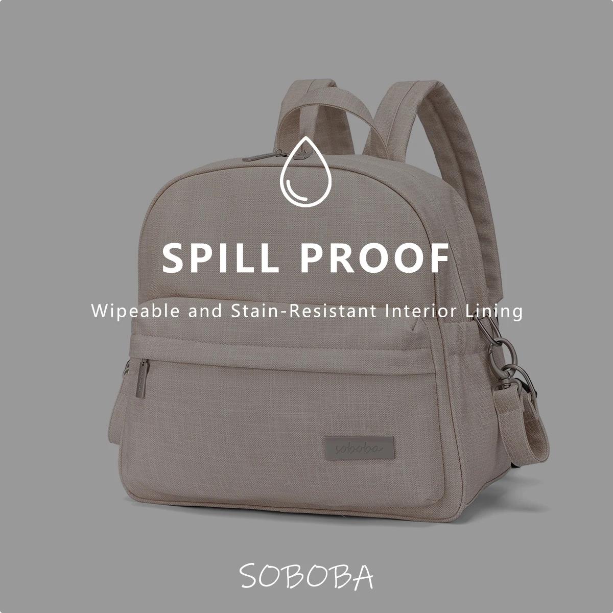 Soboba élégant sac à dos à couches pour femmes solide mode imperméable grande capacité multi-fonctio