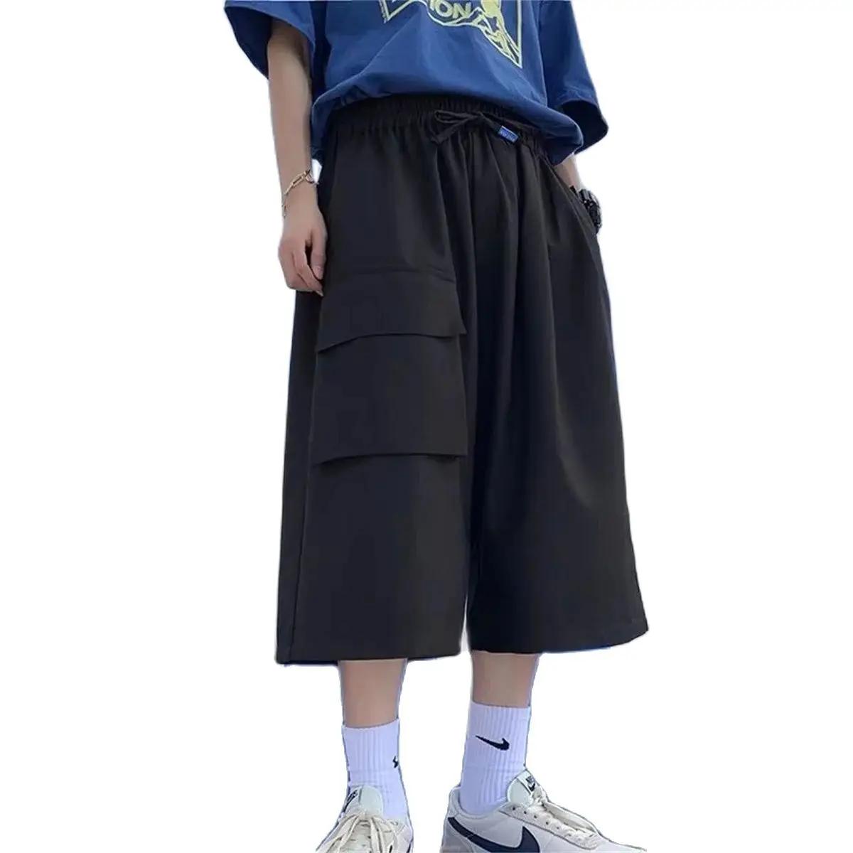 Shorts cargo hip-hop noirs tendance pour homme – Coupe slim décontractée, style urbain branché, idéa