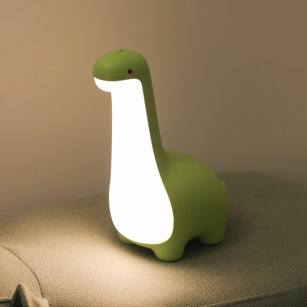 Veilleuse dinosaure mignonne pour enfants, Protection des yeux, lampe de chevet, chargement USB, déc