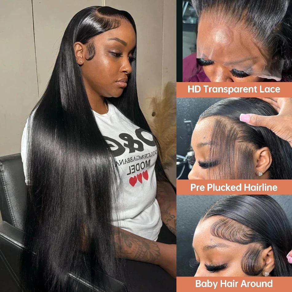 Perruque Lace Front Wig naturelle lisse-Bling, 13x4, 13x6, 30 pouces, perruque Lace Frmeds Wig, dens