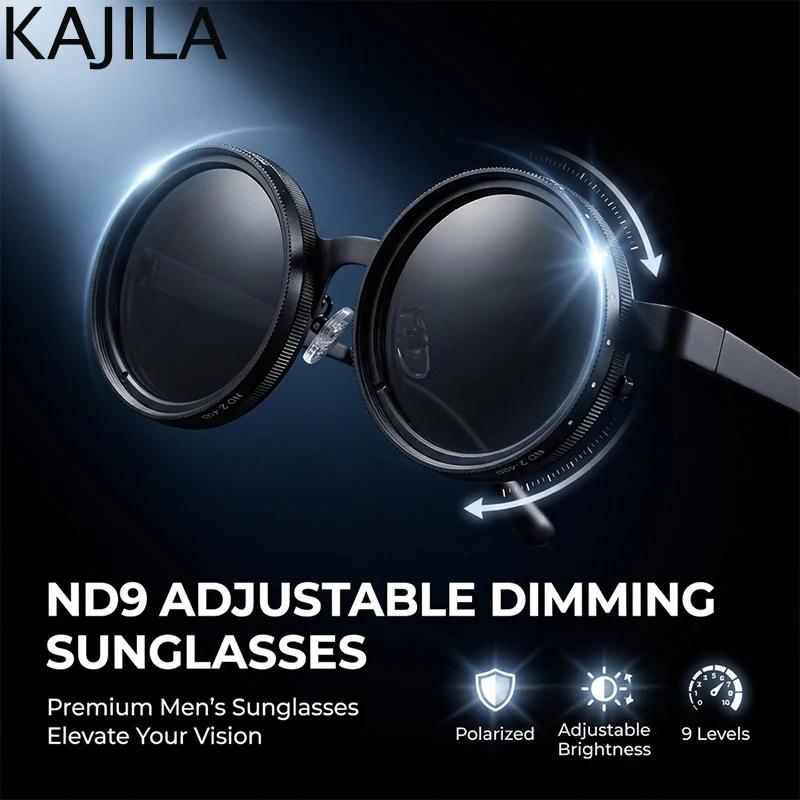 Lunettes de soleil polarisées rondes Steampunk ND9 à gradation réglable pour hommes 2026 Marque de l