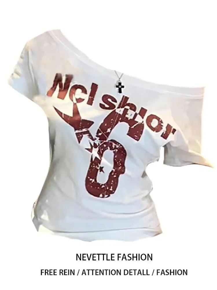 Été Y2k Sport épaules dénudées haut femmes Sexy Vintage années 2000 à manches courtes t-shirt dame c