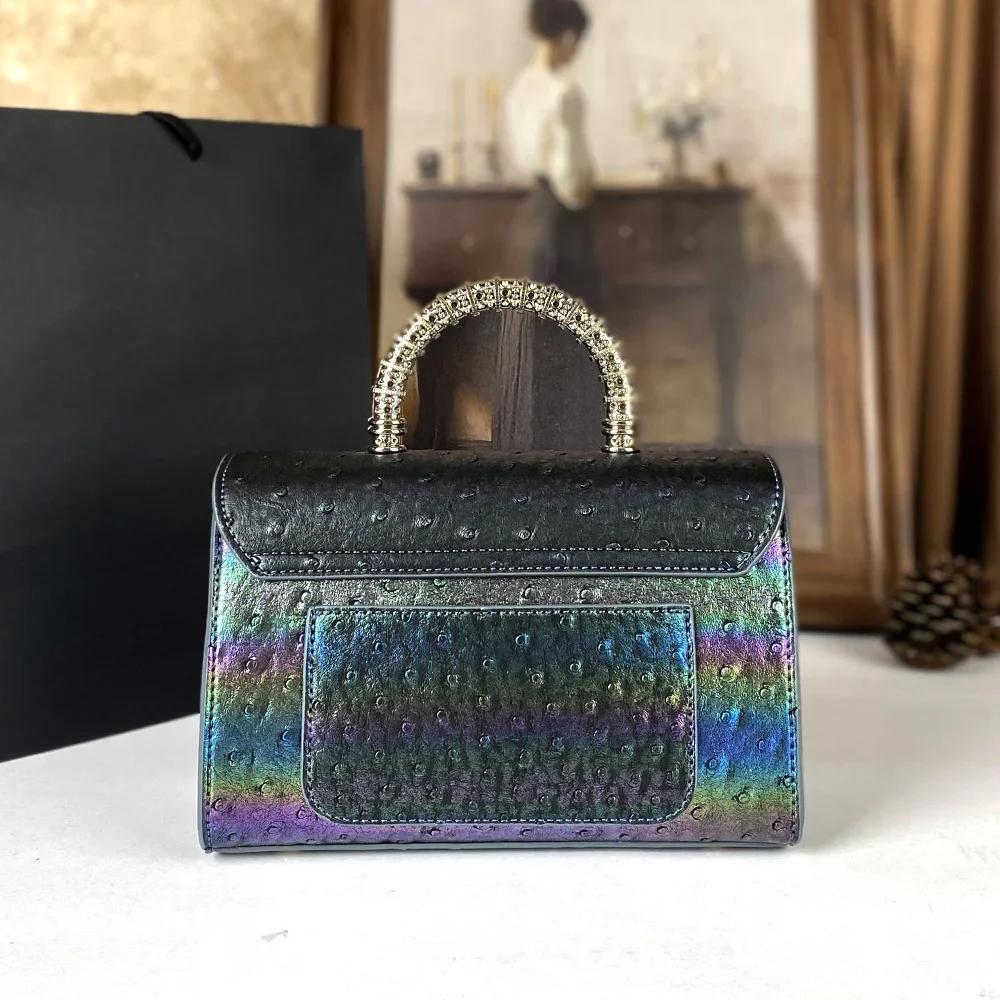 Sac à main à motif d'autruche avancé incrusté de diamants pour femmes, nouveau sac à bandoulière hau