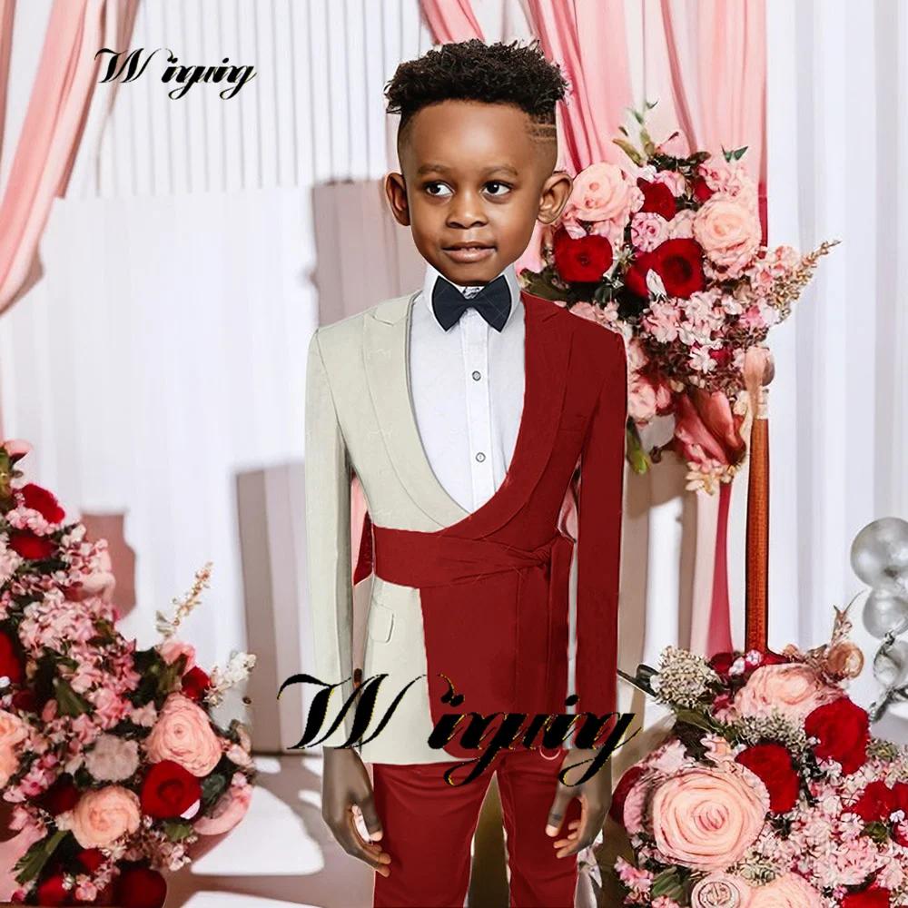 Costume de mode bicolore pour garçons, veste et pantalon slim fit, ensemble 2 pièces, smoking de mar