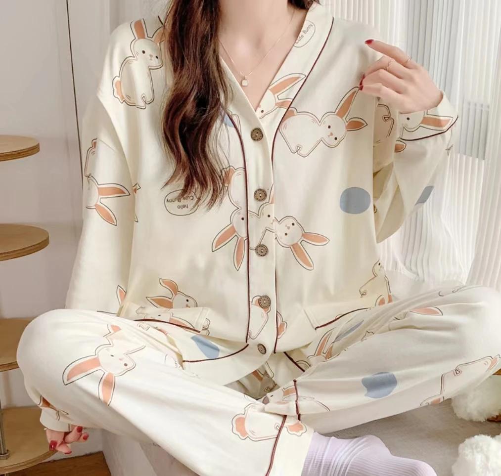 Vêtements mensuels printemps et automne pyjamas de maternité post-partum été Section mince allaiteme