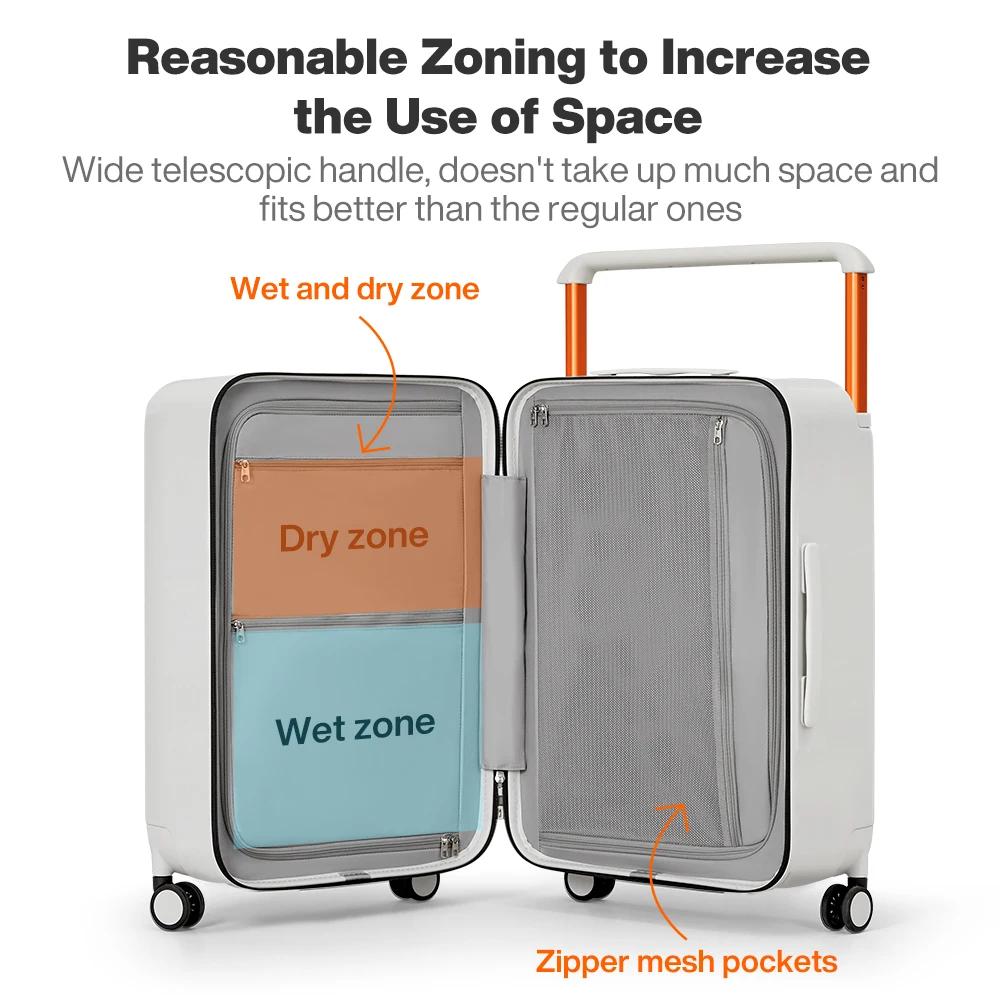 Valise trolley Mixi grande capacité 26 pouces rigide à roulettes avec poignée large pour bagages de
