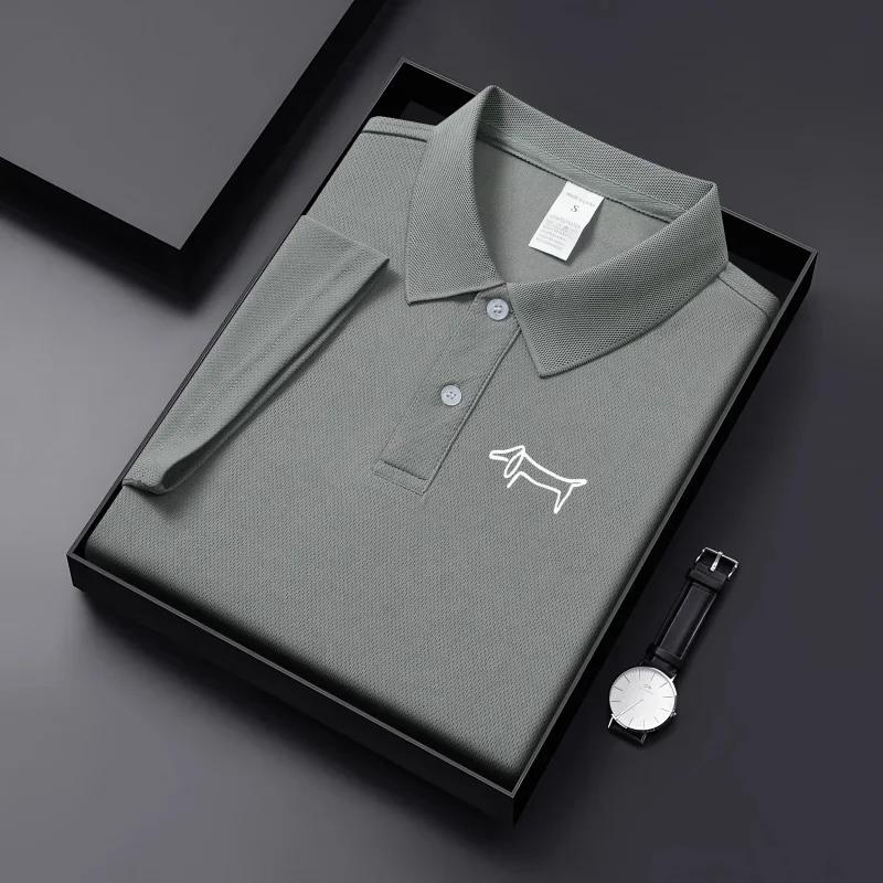 Nouveau T-shirt décontracté à col pour homme en tissu respirant de couleur unie, idéal pour le golf,