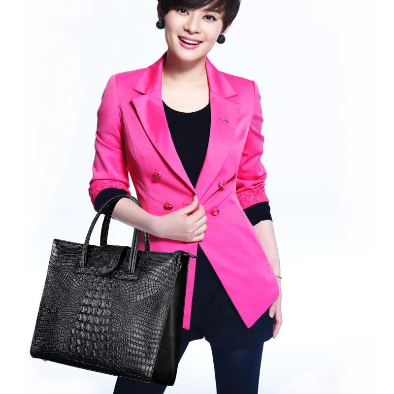 Sac à main en cuir véritable motif Crocodile pour femmes, sac à bandoulière de grande capacité, mode