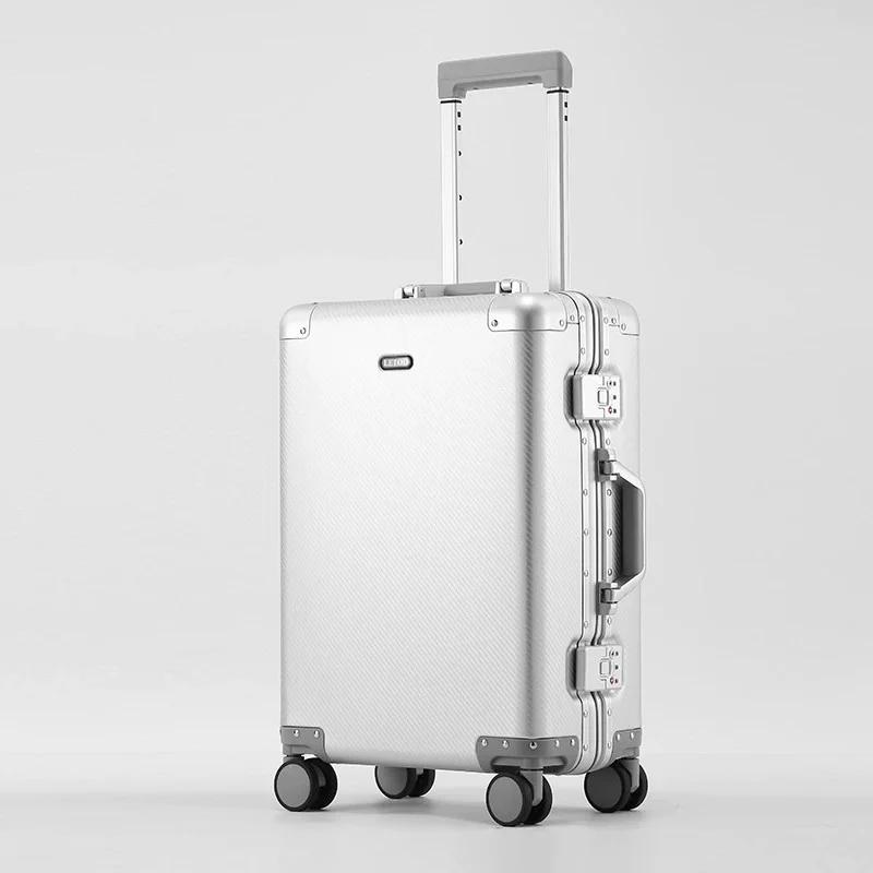 Valise de voyage de haute qualité en alliage d'aluminium-magnésium 100%, taille 20/24/26/28, valise
