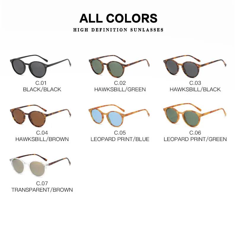 Lunettes de soleil polarisées rondes rétro pour hommes et femmes, monture léopard classique, mode no