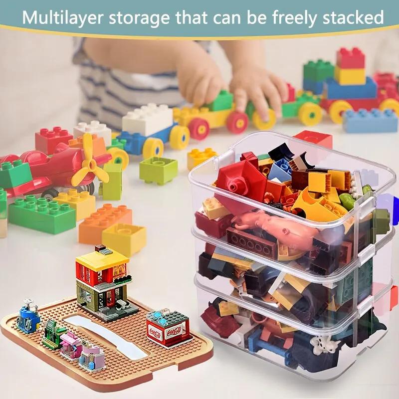 Boîte de rangement en plastique en forme de brique pour blocs de construction, bac empilable, jouets