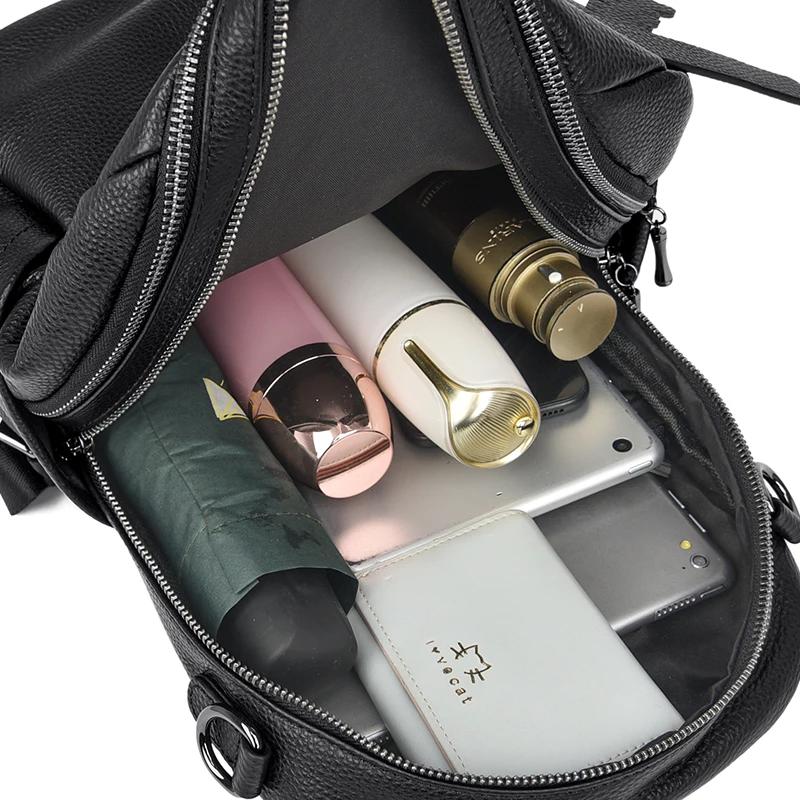 Sac à dos en cuir véritable pour femmes, sac à dos décontracté pour filles, sac à dos de voyage gran