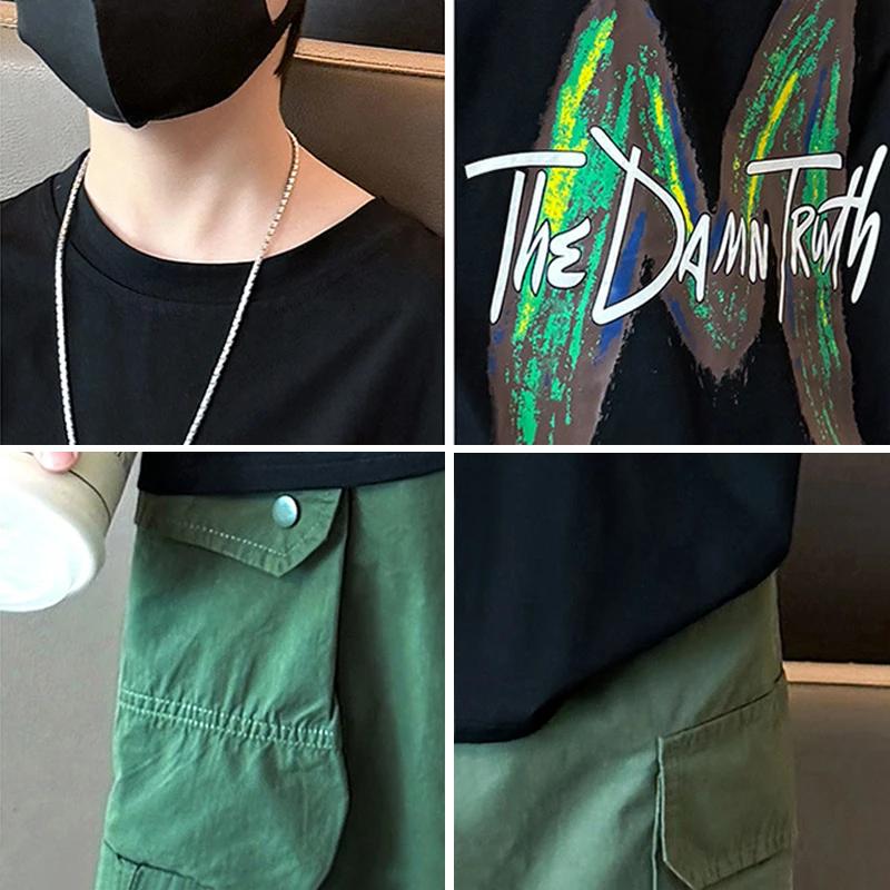 Ensemble de vêtements d'été pour adolescents garçons, T-shirt à manches courtes et pantalon, costume