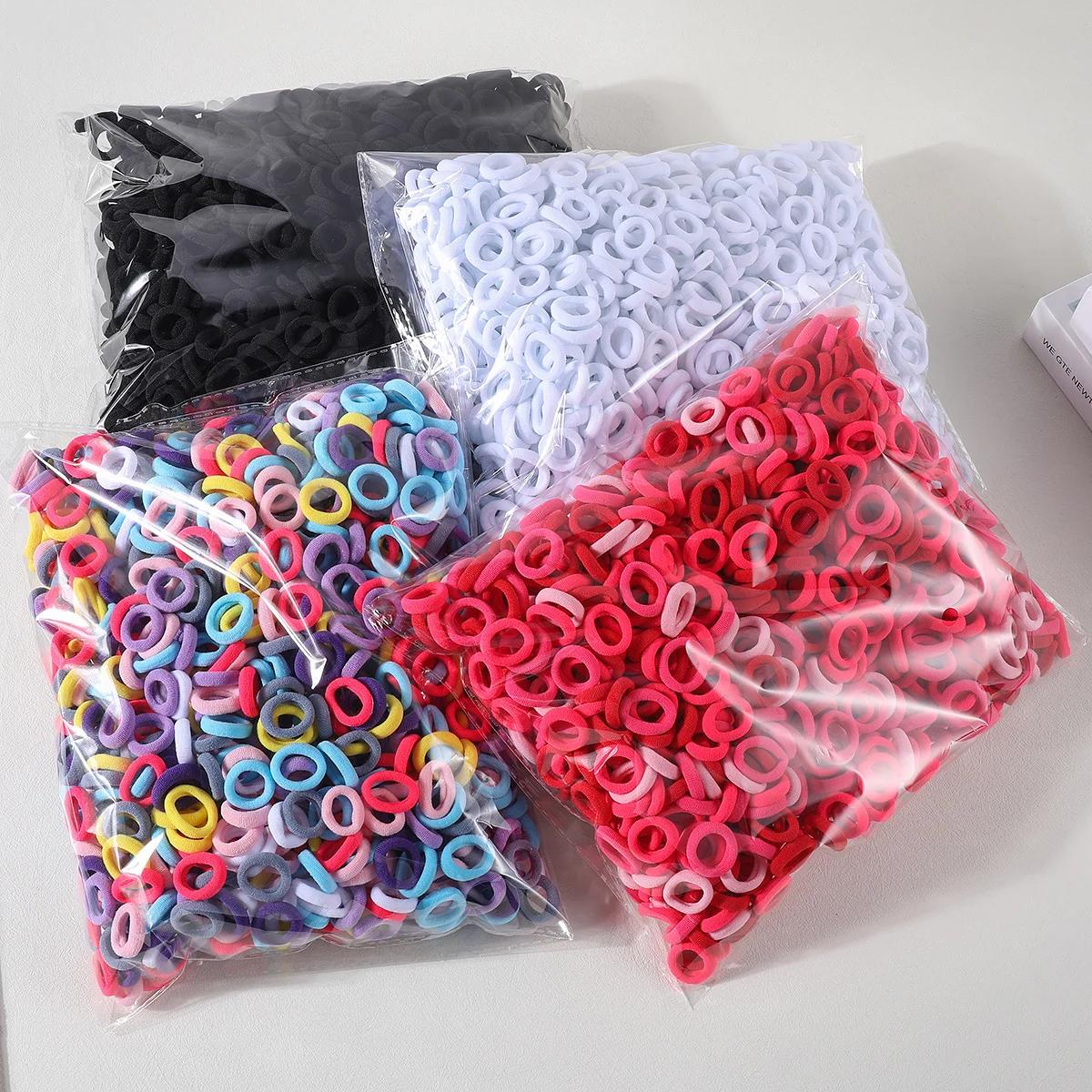 100 pièces coloré de base en Nylon élastique attaches de cheveux pour les filles enfants queue de ch