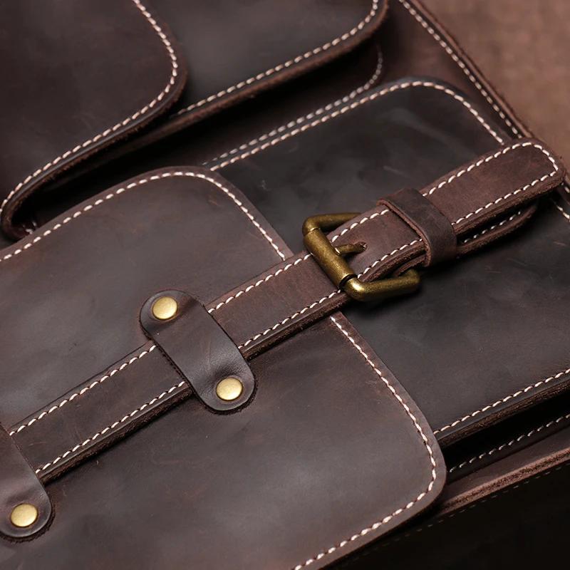 LUOKIR véritable haute qualité Crazy Horse peau de vache épaule sac à bandoulière hommes en cuir de