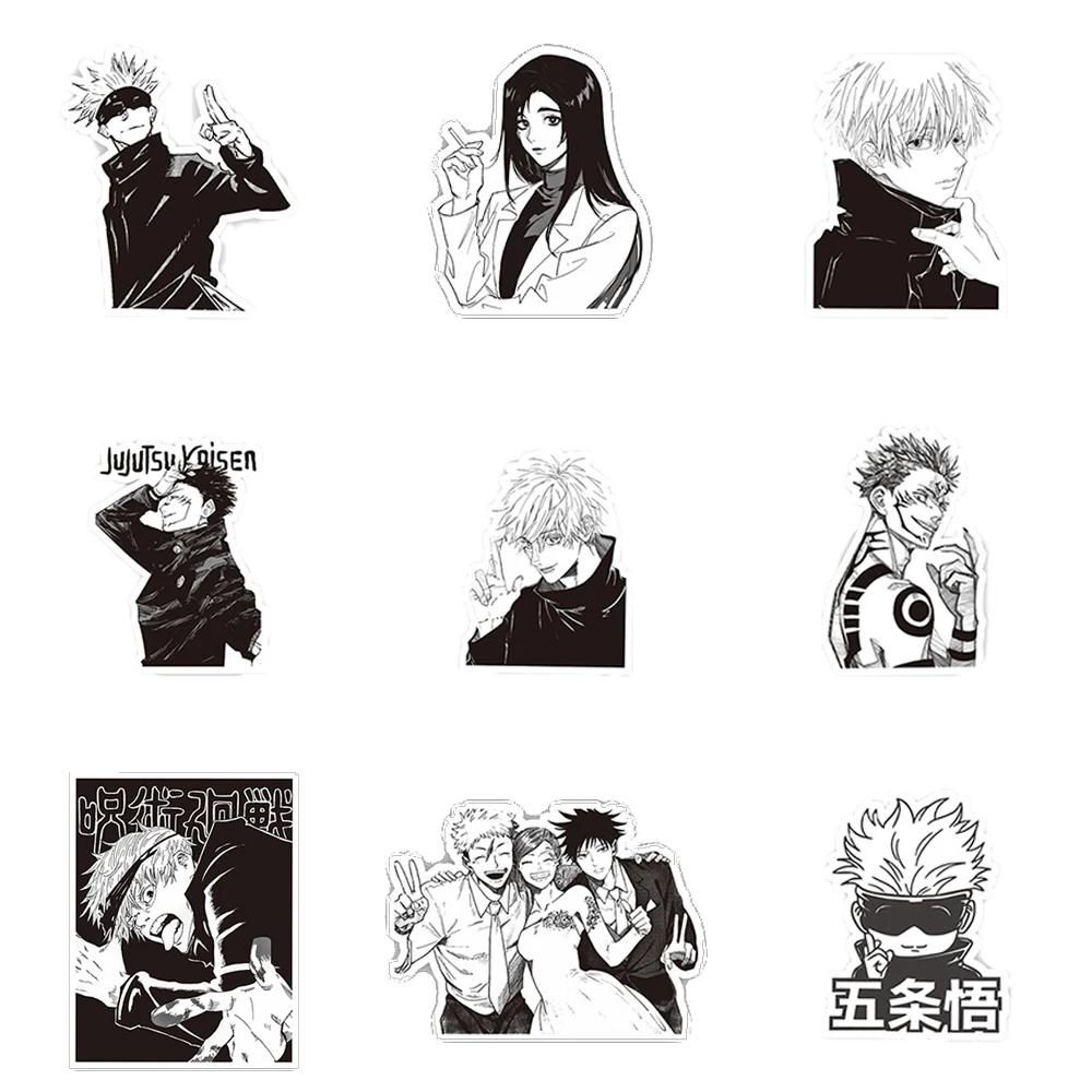10/30/65 pièces noir blanc Jujutsu Kaisen Anime autocollants Cool Satoru Gojo dessin animé décalcoma