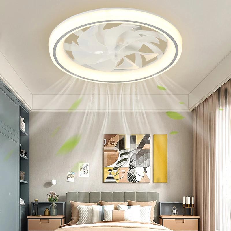 Nouveau ventilateur de plafond lumière salon, chambre moderne et Simple maison télécommande intellig