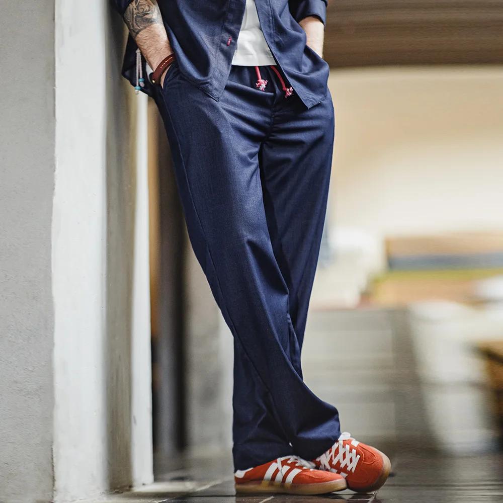 Maden-Pantalon en Denim Vintage pour Homme, Vêtement Droit, Décontracté, Taille Moyenne, Respirant,