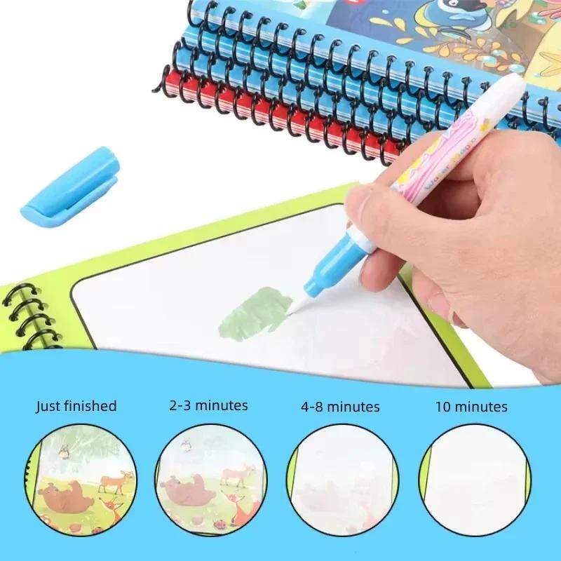 Livres de coloriage magiques avec stylo à eau rechargeable, livres de dessin à l'eau réutilisables p