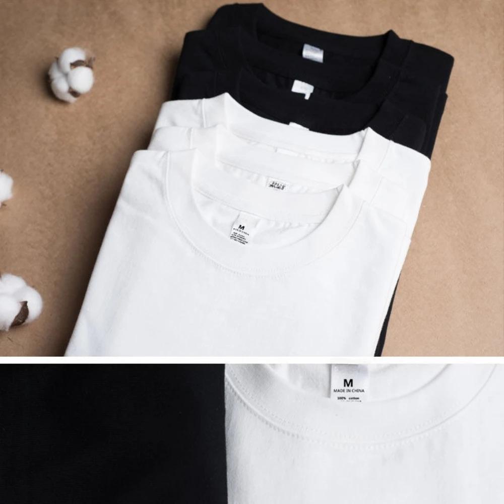 2 pièces 100% coton solide t-shirts hommes et femmes à manches courtes blanc t-shirts décontracté re