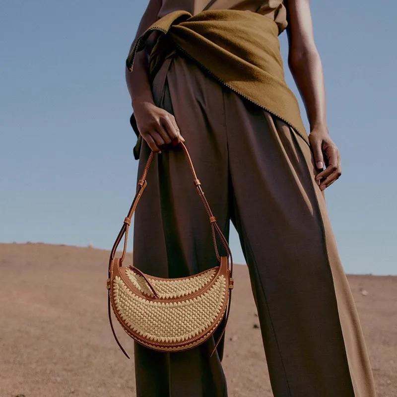 Nouveau sac tissé à la main, tendance, décontracté, simple, grande capacité, sac de plage, sac à ban