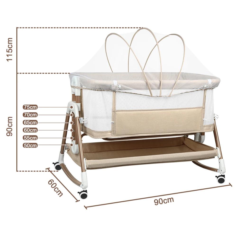 Lit bébé 3 en 1, lit bébé, bascule bébé, lit de voyage bébé avec matelas, couffin avec 6 hauteurs, f