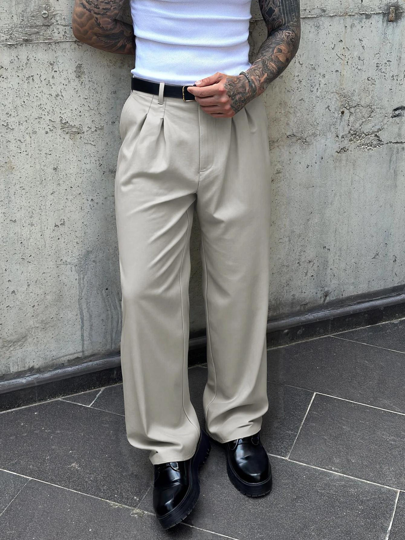 Pantalons de costume pour homme, style décontracté et formel, effet drapé élégant, tenue de travail