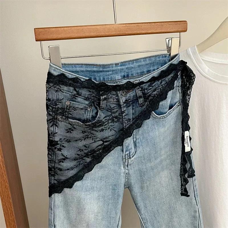 Ceinture brodée en dentelle de Style coréen, avec écharpe détachable, accessoire de superposition po