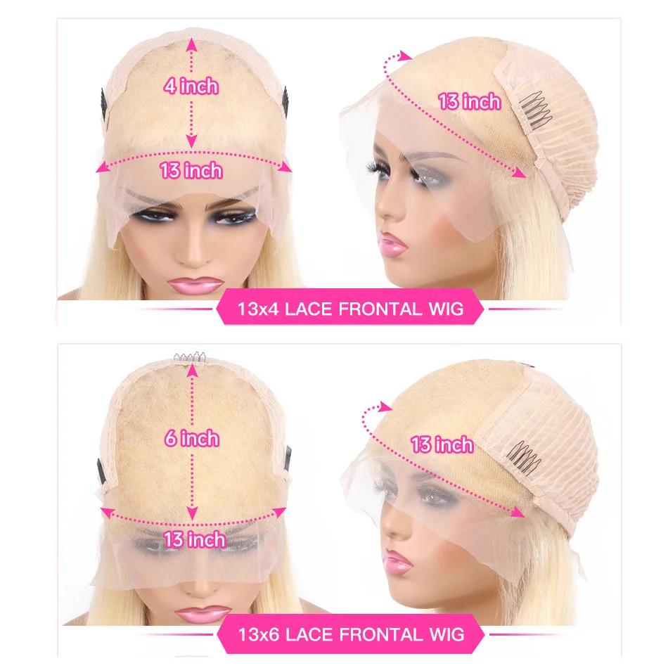 613 Blonde 13x6 HD dentelle avant perruques de cheveux humains 38 "hute colorée droite 13x4 HD Trans