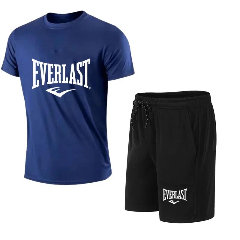 Ensemble 2 pièces T-shirt et short pour homme EVERLAST – Tenue de sport décontractée à manches court