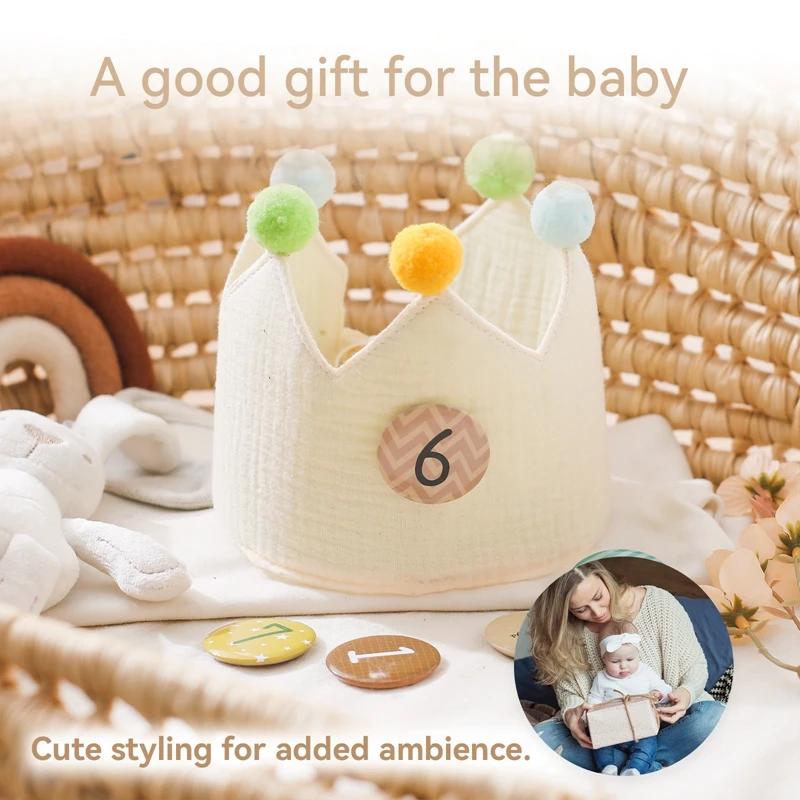 Chapeau couronne de fête d'anniversaire pour bébé de 1 à 9 ans, bandeau boule de laine, accessoires