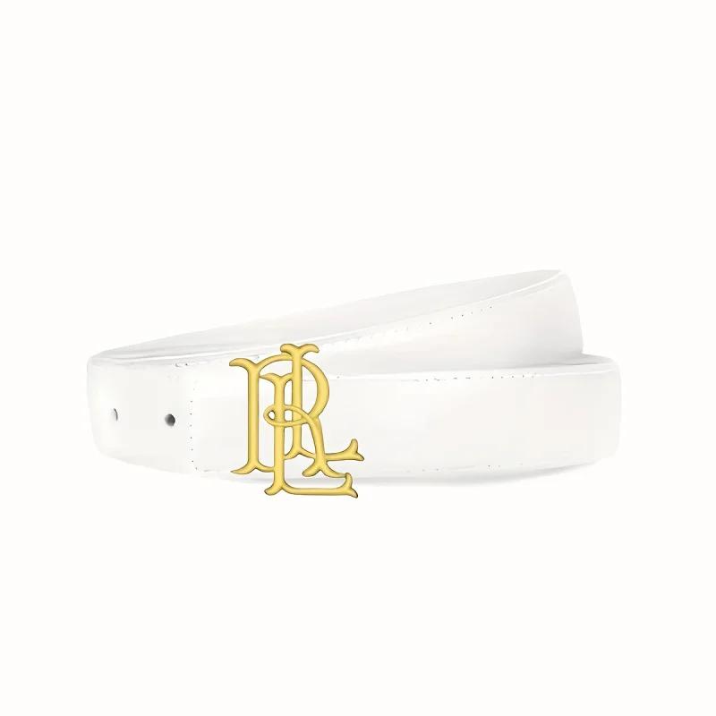 Ceinture élégante avec lettres dorées pour femme – Une luxueuse ceinture marron-noir avec une boucle