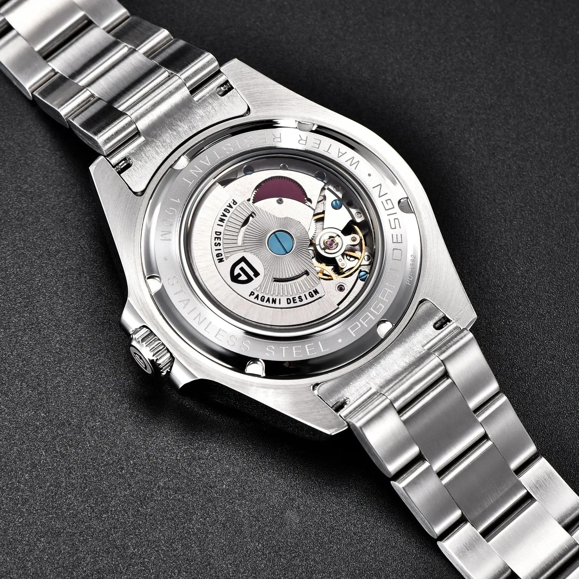 Montre pour homme PAGANI DESIGN Vintage 42MM GMT PD1682, montre mécanique automatique, saphir, acier