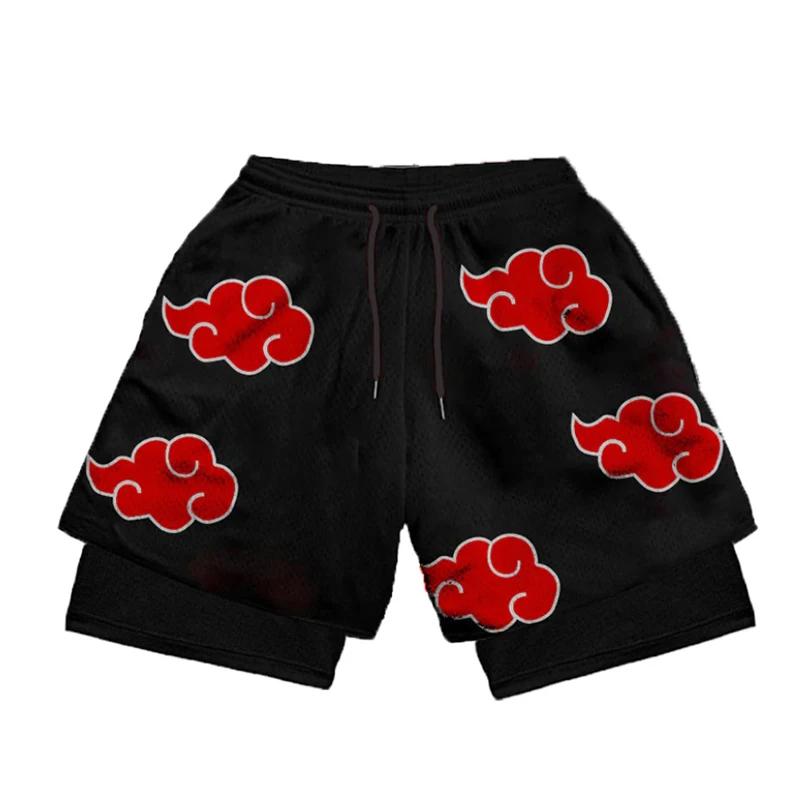 Short de Performance Anime 2 en 1 pour hommes et femmes, Short de sport, Manga, impression 3D, maill