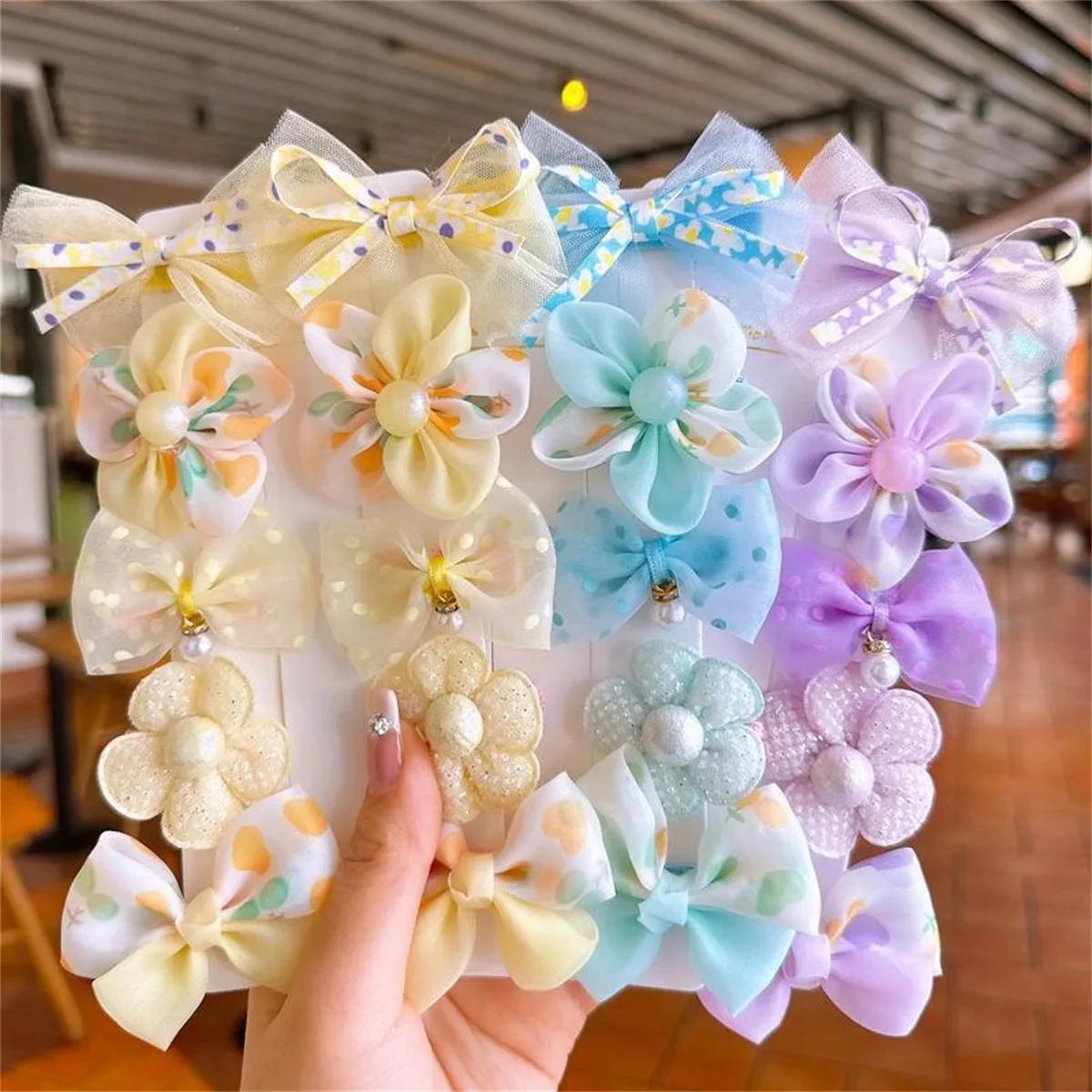 Pinces à cheveux en dentelle pour bébé, 10 pièces/ensemble, nœuds mignons, fleur, épingles à cheveux