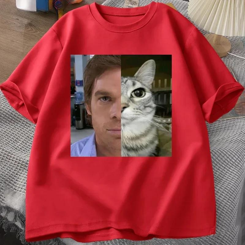 Dexter Morgan Cat T-shirts Funny Short Sleeve O Neck Tshirt Unisex Streetwear Women Clothes Harajuku