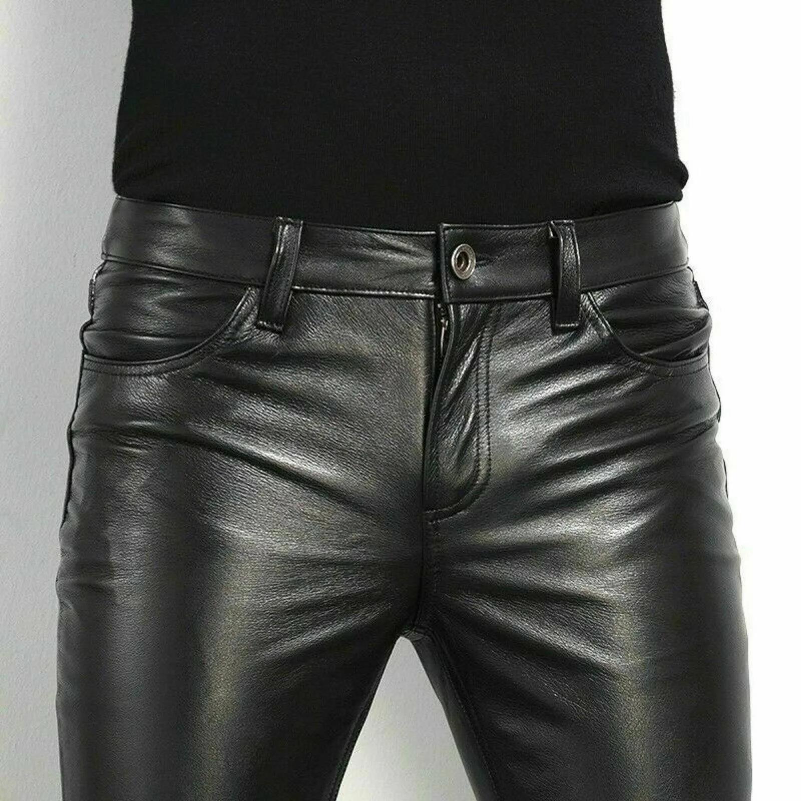Pantalon en cuir PU pour hommes, Style Rock, à la mode, pour boîte de nuit, danse, Faux cuir, Slim F