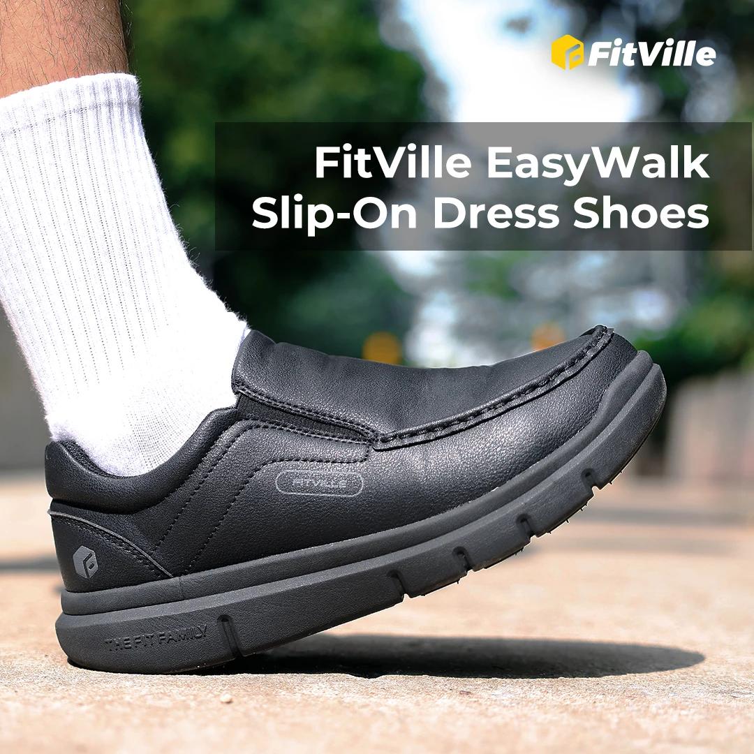 Fitville chaussures décontractées à enfiler pour hommes chaussure en cuir large largeur 2E léger pou