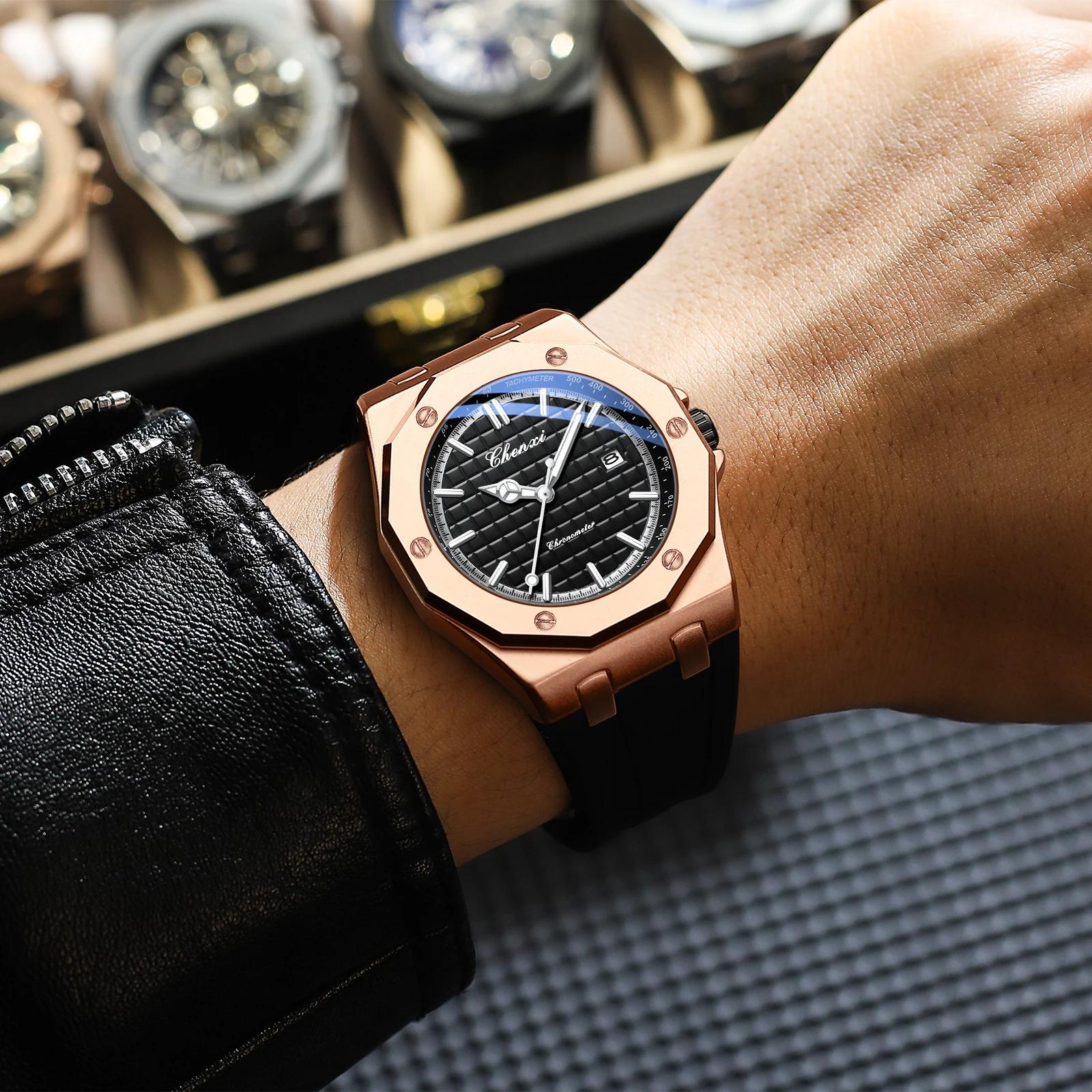 CHENXI 8268 montre de luxe pour hommes Top marque compacte Silicone étanche calendrier veilleuse hom